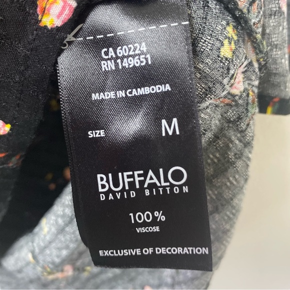 Buffalo David Bitton Blouse Womens Size Medium M Floral Flutter Sleeve - Picture 6 of 8